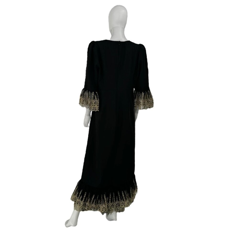 Pomander Place NEW Black Lillith Gold Lace Formal Maxi Dress Size XL - Picture 9 of 12